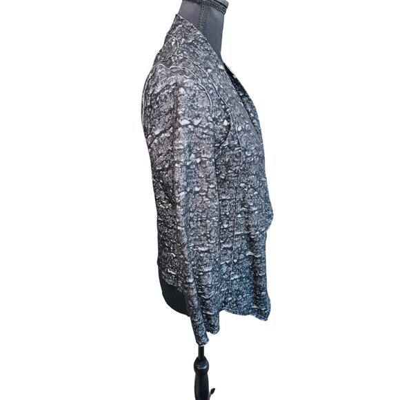 Eileen Fisher PS Black Wool Blend Asymmetrical Open Cardigan Casual Minimalist - Picture 6 of 10